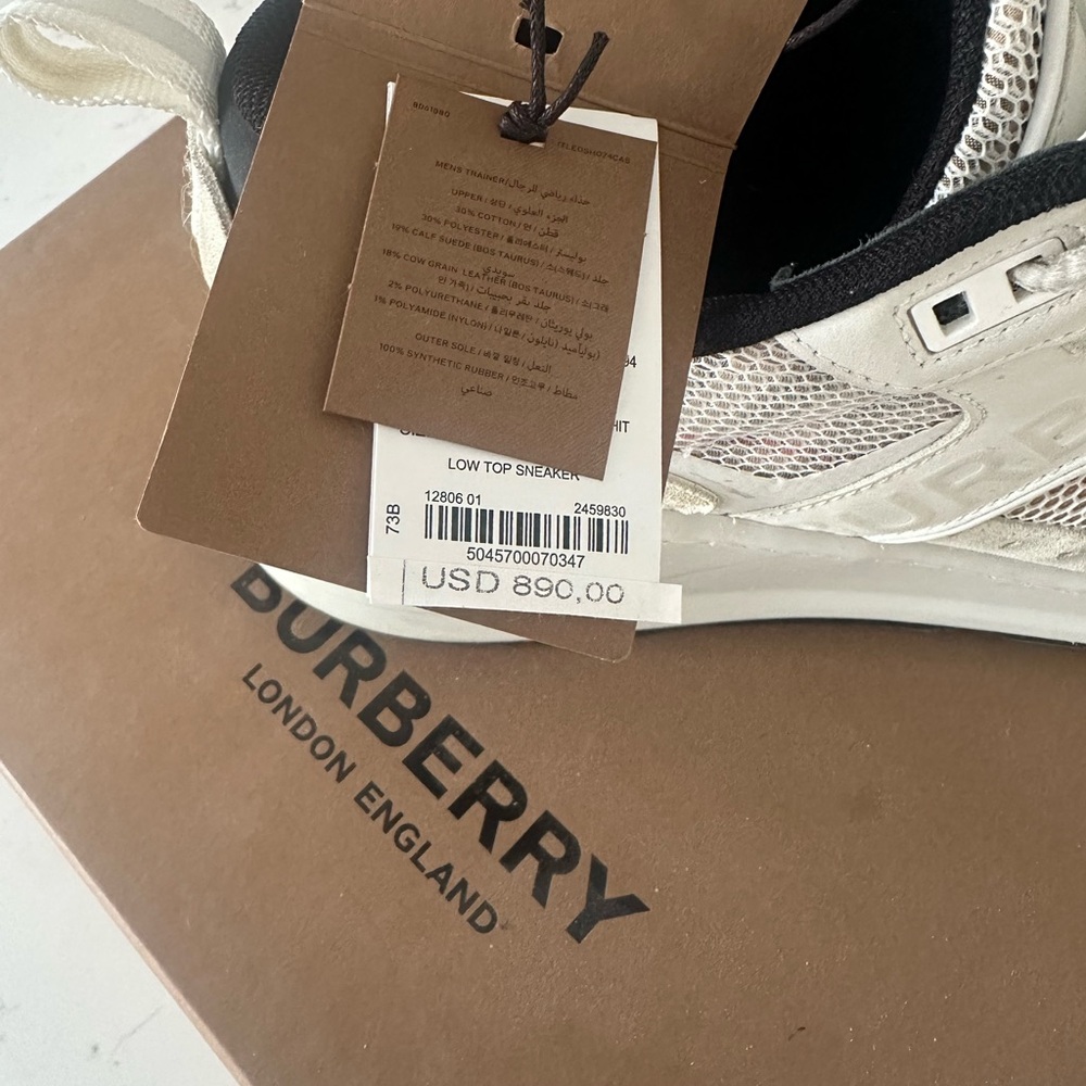 Burberry Cream and White Mens Sneakers - Picture 2 of 6